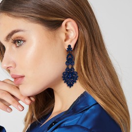 EVER FAITH Women's Earrings Crystal Wedding Vintage Party Dinner Style Floral Leaf Chandelier Dangle Earrings, Crystal, Cubic Zirconia