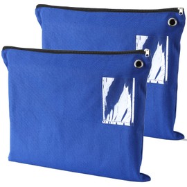 Humyoun 2 Pcs Interoffice Mailer Canvas Transit Sack Zipper Bag 18" x 14" Large Zipper Pouch with Grommet Interoffice Mail Bag (Blue)