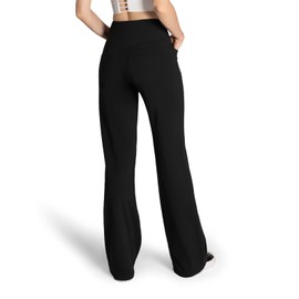 Safort Yoga Pants Women Wide Leg Pants with Pockets Stretch Loose Casual Lounge 31'' Inseam Regular Length, Black, L