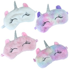 MELTU 1 Pcs Eye Mask for Sleeping, Funny Blindfold, Soft Silk Plush Sleep Eye Mask for Girls, Women, Men, Kids (White Unicorn)