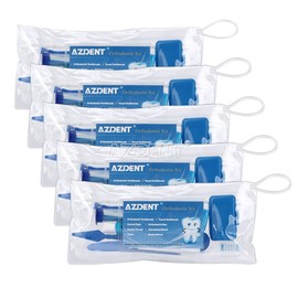AZDENT 5Packs Dental Ortho Teeth Oral Cleaning Care Kit Travel Brush Floss Thread Guide