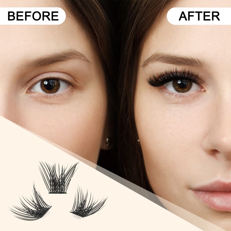 QUEWEL Individual Lashes 72 Pcs DIY Cluster Lashes Individual Eyelashes