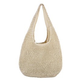 LUI SUI Women Straw Tote Bag Summer Beach Shoulder Bag Weave Large Capacity Casual Handwoven Purse, beige, hobo