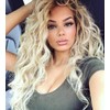 Fencca Long Curly Wavy Wig Ombre Platinum Blonde Wigs for