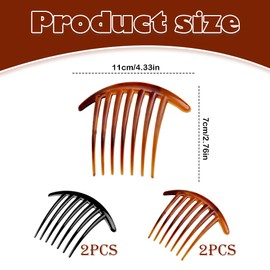 4PCS Plastic 7-Tooth Hair Combs for Women, French Comb Side Clips, Hair Slide Combs for Girls and Women, French Twist Hair Accessories (4 Inch)
