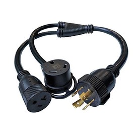 Parkworld 885873 Splitter L14-30P Male to TT-30R & Generator 5-20R (Household 5-15R) Female, Generator Y Adapter Cord 4-Prong 30 AMP Locking Plug to RV & Regular Receptacle