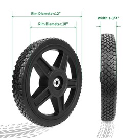 Wawews 12 Inch Lawn Mower Wheels Fits Most Standard push Lawn Mowers, Inner and outer bearing structure - Includes Bolts, Nuts (2-pack).