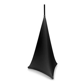 beamz LSS12B Speaker Stand Cover Scrim - 120cm Black Lycra DJ Tripod Stretch Fabric - Flame-Retardant Professional PA Accessory for Weddings, Events, Clubs & Mobile DJs