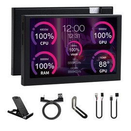 ARCADORA 5inch Secondary Screen Monitor, Computer Temp Monitor, PC Sensor Panel Display, PC Temperature Display, TF Card Reader (Black)
