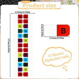 8 Blatt A-Z Index Tabs Selbstklebende Register Alphabet Etiketten Index Tabs Page Markers Tabs Bunte Alphabetische Seitenmarker für Büro, Dokumente, Bücher,Tagebuch,Verschiedene Bücher