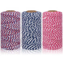 Maosifang Cotton Twine Cord String 2 mm Bakers Candy Rope Ribbon Twine for Gift Wrapping Arts Crafts Party Decorations 984 Feet,3 Rolls