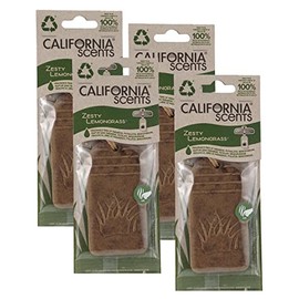 California Scents Hanging 3D Paper: Natural, Environmentally Friendly Car Freshener with Recycled Materials and Strong Odor Eliminator for Automotive Air Freshening (Zesty Lemongrass, 4 Packs)