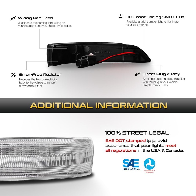 [Sequential Turn Signal] VIPMOTOZ Full LED Side Mirror Light Indicator