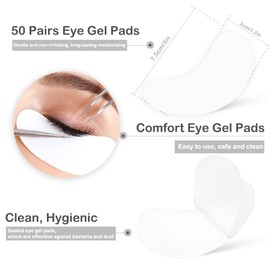 Eye Gel Pads, 50 Pairs Lint Free Eyelash Patches, Under Eye Gel Pads for Pro Salon and Individual Eyelash Extension (Silver)