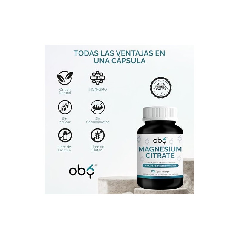 Citrato de Magnesio Puro | 120 Capsulas 630 mg |
