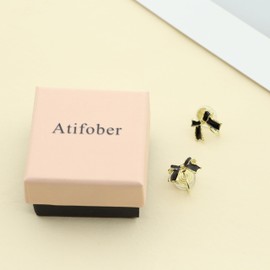 Black Bow Clip on Stud Earrings for Women Small Bow Earrings Trendy Cute Bow Earrings S925 Silver Post Metal Elegant Bow Earring Black Clip on Earrings Ribbon Earrings Prom Birthday Party Jewelry