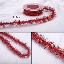 Jomnvo 2 Rolls Christmas Tinsel Garland Christmas Tree Decorations Red and Green Metallic Tinsel Twist Garland Tinsel Wire Christmas Ribbon for Christmas Decoration Party Supplies