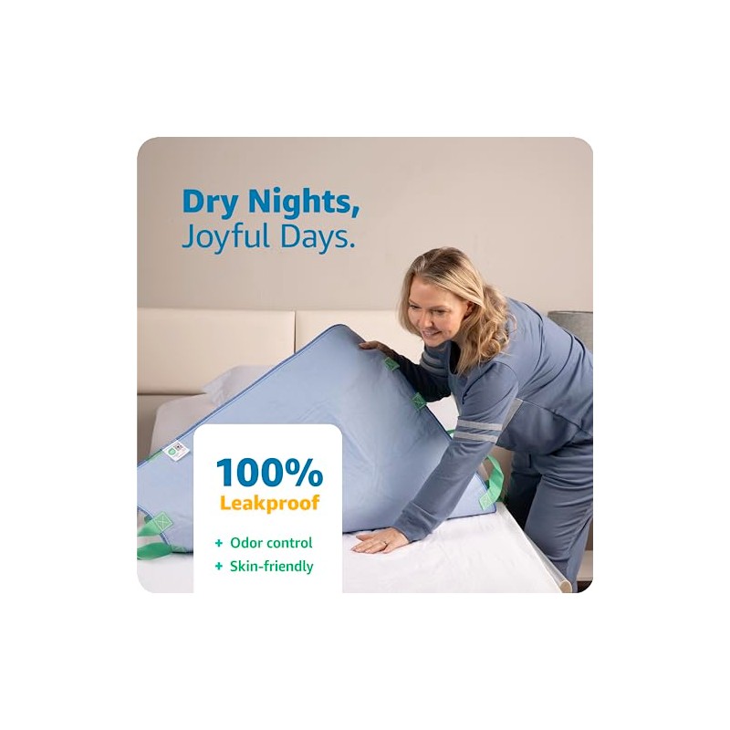 Improvia Positioning Bed Pad, with 8 Reinforced Handles, Quick-Drying, Washable,