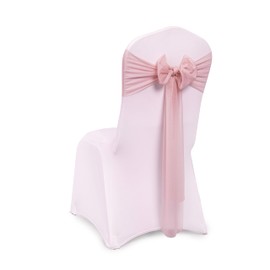 MDS Pack of 10 Chiffon Chair Sashes Bows for Wedding Events Supplies, Decorations for Birthday Parties, Graduations, Engagements, Chair Sashes fits Banquet Chair Cover Tie Back Band - Dusty Rose
