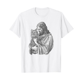 Jesus Holding Maine Coon Cat Longhair Pet Cat God T-Shirt for Men Women