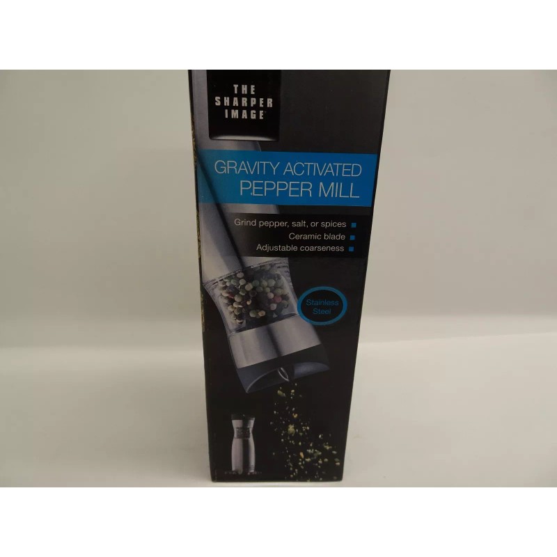 Sharper Image Gravity Activated Pepper Mill Stainless steel New Boxed