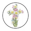 Homemade 48 CROSS DAISES ENVELOPE SEALS LABELS STICKERS 1.2" ROUND
