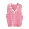 RefindWin Women's Casual V Neck Cable Knit Sweater Vest Solid