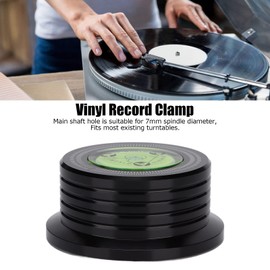 ciciglow Metal Record Weight, Turntable Disc Stabilizer, Aluminium Disc Stabiliser with Spirit Level to Eliminate Vibrations, for LP Record Player (Black)