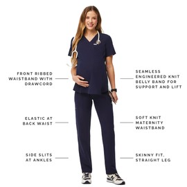 FIGS YOLA Skinny Maternity Slim Scrub Pants for Women - Navy, S