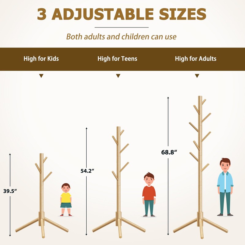 Azaeahom Coat Rack, Coat Racks Freestanding with 8 Hooks 3