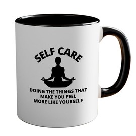 Flairy Land Meditation 2Tone Mug 11oz Black -Self Care Doing - Relaxiation Stress Relief Zen Buddhist Mindfullnest Savasana