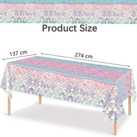 GHKJOK 2 Pack Mermaid Scale Tablecloths with 20 Napkins – 54 x 108in Iridescent Fish Scale Design PE Table Covers for Girls Birthday, Princess Party & Under the Sea Decorations