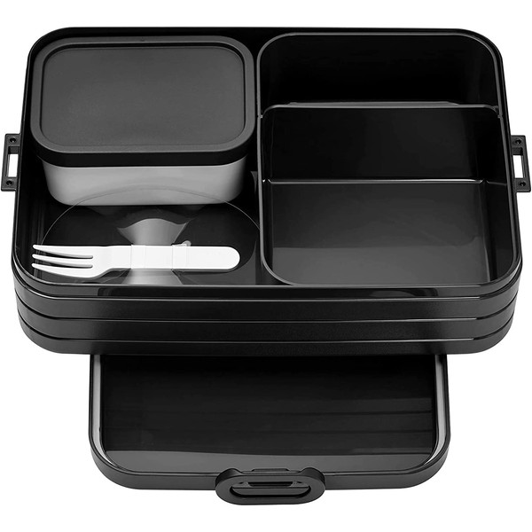 Mepal - Lunch Box Take A Break Large - Lunch Box with Compartments - Suitable for up to 8 Sandwiches - Ideal for Mealprep - 1500 ml - Limited Edition Black - Black Edition