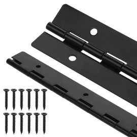 Thinp Set of 2 Piano Hinge Stainless Steel with Holes, 20 cm Piano Hinge, Bar Hinge Black Hinge with 12 Screws, for Pianos, Boat Cabinets, Cabinet Doors