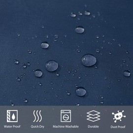 Furlinic Shower Curtain Anti Mould and Waterproof Fabric Extra Large Navy Curtains for Family and Hotel with Hooks 180x210cm.