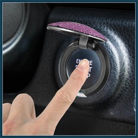 TUCKBOLD Crown Pattern Bling Car Start Stop Engine Button Cover Pink Rhinestone Anti Scratch Universal Decorative Ring Ignition Protective Cover Automotive Parts
