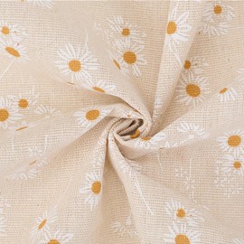 CABODYALS 0.91M 63 Inch Flower Cotton Fabric Bundles Linen Blend Soft White Floral Pattern Embroideried Cloth By The Yard for Sewing Making Clothing Accessories Diy Quilting Beginners Crafts Supplies