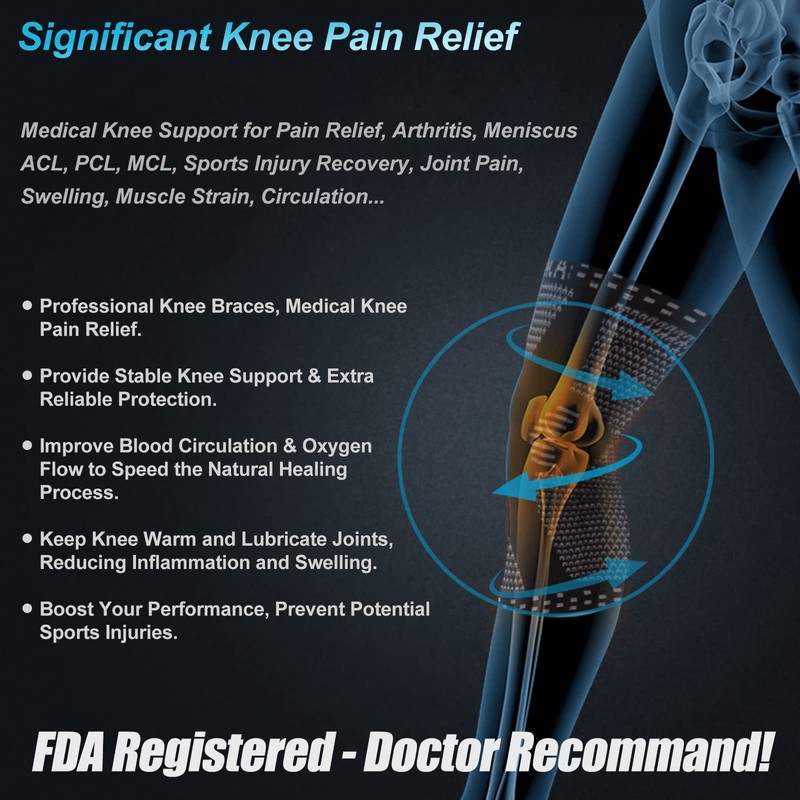 NEENCA 2 Pack Knee Braces for Knee Pain, Compression Knee