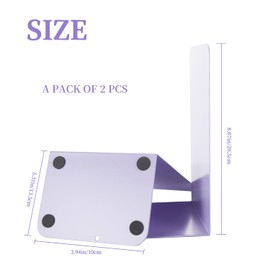Metal Book Ends Bookend for Shelves Book Holder (Purple)
