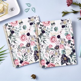 Shoparr Spiral Notebook - Notebook Journal, Notebooks with Spiral Bound, Thick Paper, Back Pocket, Notebooks for Work, Spiral Notebook 8.5 x 11, 160 Pages, College Ruled Spiral Notebook, Flowers
