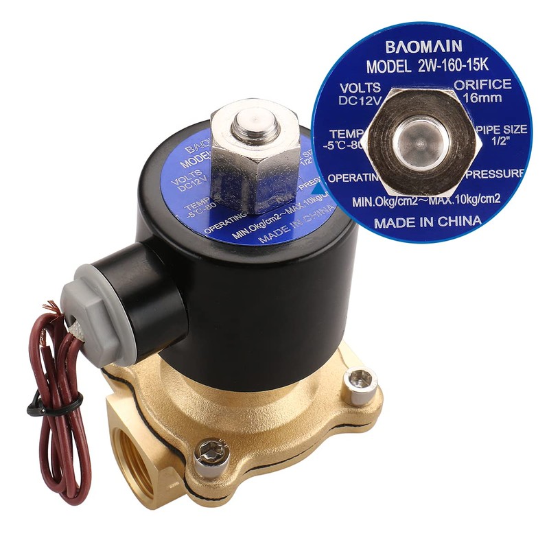Baomain Pneumatic 1/2 Inch Normally Open 2 Way Brass Electric