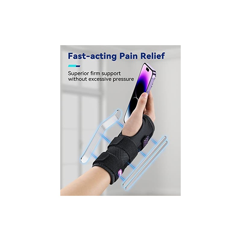 Fitomo Wrist Support with 3 Splints ＆ Soft Thumb Design