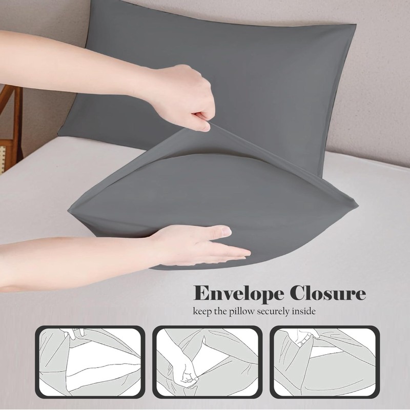 J.Din 100% Egyptian Cotton Charcoal Grey 4 Pack Pillow Cases