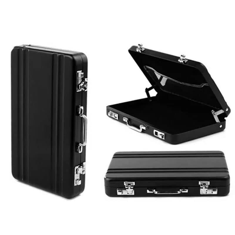 Opexicos 2Pcs Lock Box Modeling Suitcase Aluminum Metal Business Card