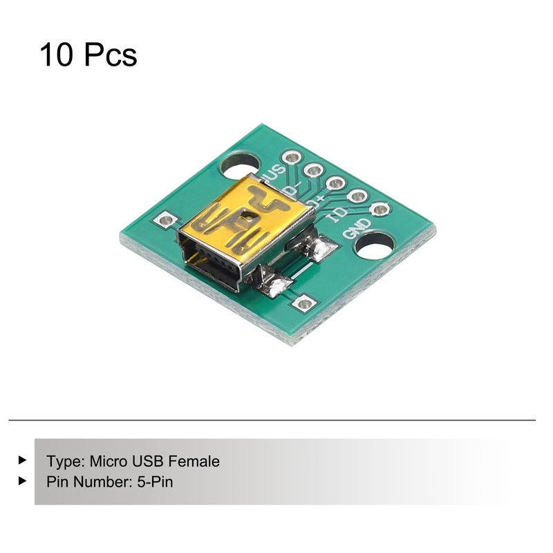 QUARKZMAN Mini USB to DIP Female 5-Pin 2.54 mm Pitch