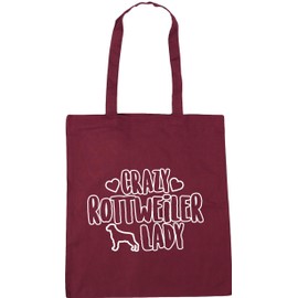 Hippowarehouse Crazy Rottweiler lady dog Tote Shopping Gym Beach Bag 42cm x38cm, 10 litres