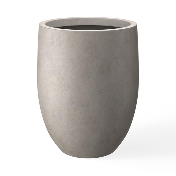 Kante 21.7" H Weathered Concrete Tall Planter, Large Outdoor Indoor