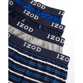 IZOD Men's Boxer Shorts - 8 Pack Classic Knit Mens Underwear Boxers with Functional Fly - Breathable Boxers for Men (M-2XL), Size X-Large, Blue/Stripe/Heather Grey/Print