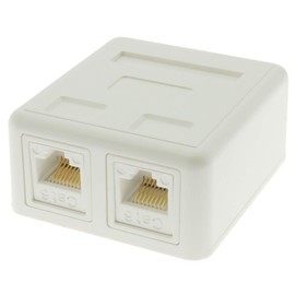 Beszin 2 Port Cat.6 Keystone Jack Surface Mount Box, Biscuit, with RJ45 Keystone Jack White (5-Pack)