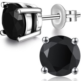 Black Stud Earrings Men Black Earrings Black Cubic Zirconia Earrings Black Men Earrings Fake Black Diamond Earrings Women Black Earrings Studs 6mm Black CZ Earrings Black Stone Earrings for Women Silver Black CZ Stud Earrings for Women